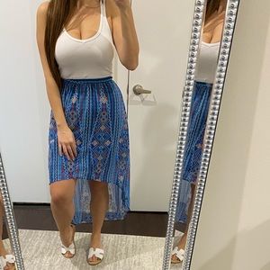 Olive & Oak Blue Print High Low Skirt